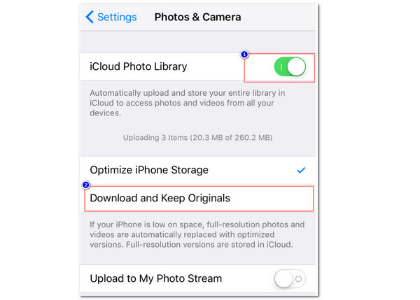 iPhone Fotófelbontás módosítása Letöltés Tartsa meg az eredetiket