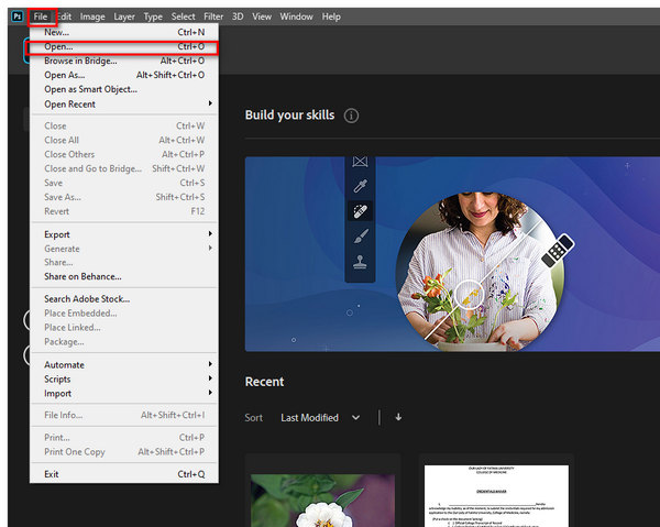 Adobe Photoshop Kép nagyítása Nyissa meg a fájlt