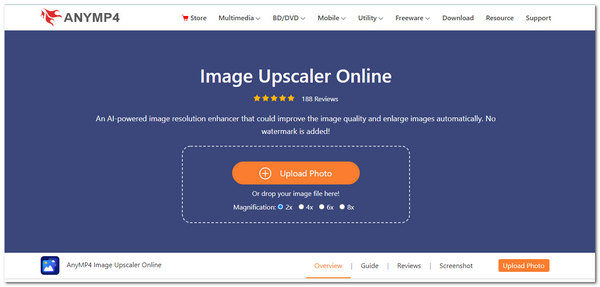 AnyMP4 Aumentar a Interface Principal de Resolução de Imagem