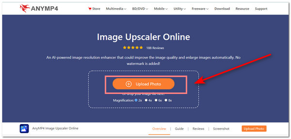 AnyMP4 Zvýšit rozlišení obrázku Nahrát fotografii