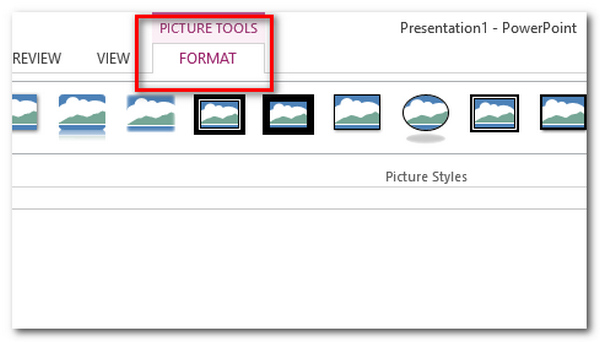 PowerPoint Ridimensiona gli strumenti per l'immagine dell'immagine