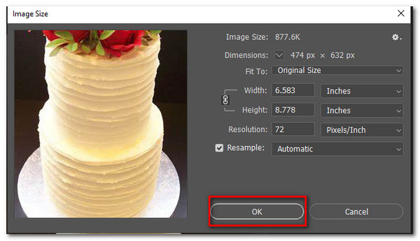 Adobe Photoshop 單擊確定調整圖像大小
