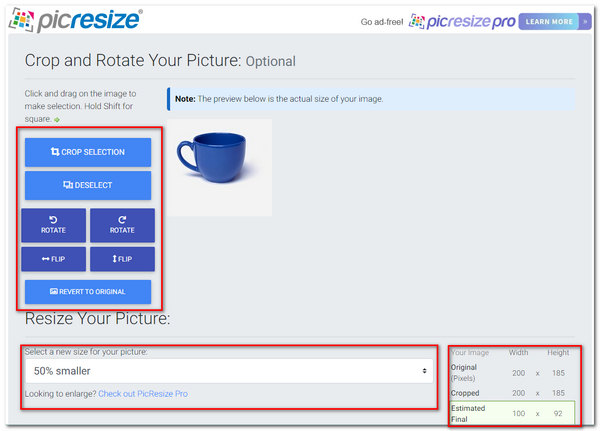 PicResize Resmi Yeniden Boyutlandır Kırp Döndür Yeniden Boyutlandır