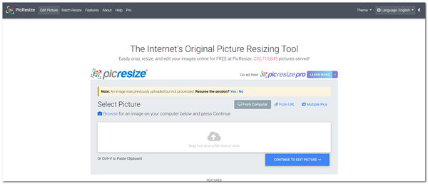 PicResize Cambiar el tamaño de la imagen Interfaz principal