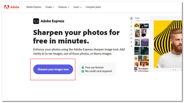 Adobe Express 銳化圖像 上傳圖像