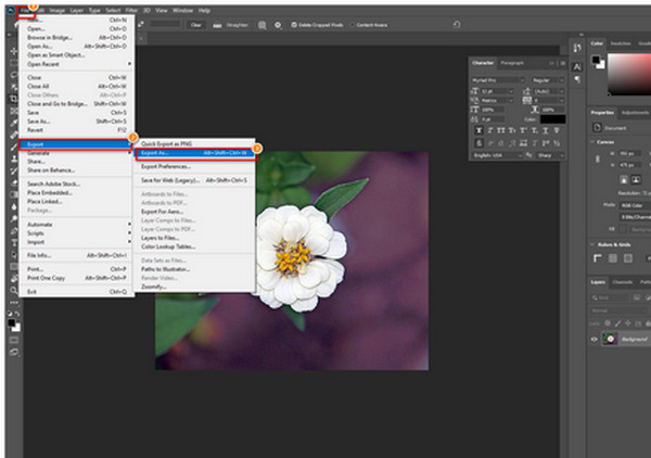 Adobe PhotoShop Exportálás élesített képként