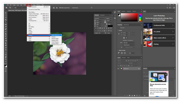 Adobe PhotoShop Válassza az Élesítés lehetőséget