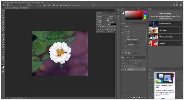 Interface principal de imagem nítida do Adobe Photoshop