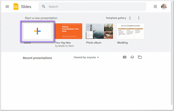 Tornar o plano de fundo transparente no Google Slides em branco