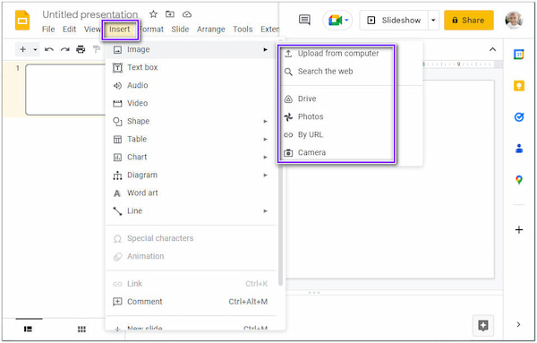 Maak achtergrond transparant in Google Slides Insert