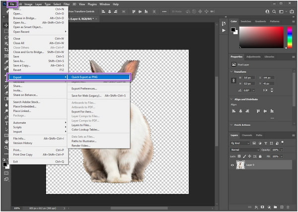 Gør baggrunden gennemsigtig i Photoshop Export