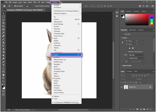 Achtergrond transparant maken in Photoshop Open