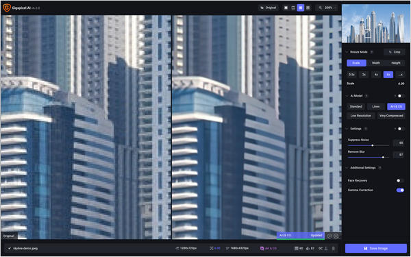 Gigapixel AI-interface