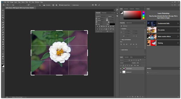 Interface principal do Adobe PhotoShop Aumentar a resolução