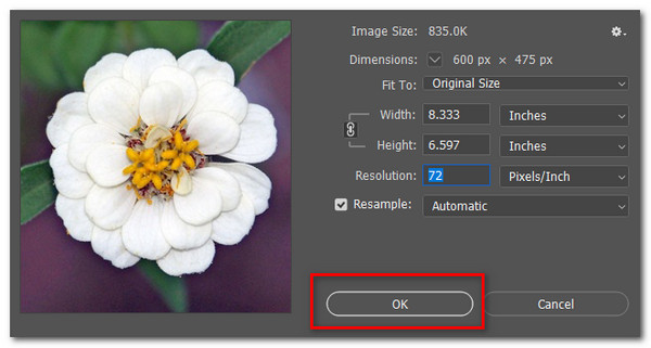 Adobe Photoshop Selecione OK