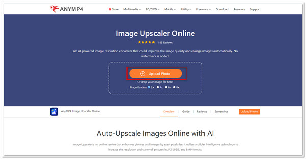 Anymp4 Image Upscaler Upload billede