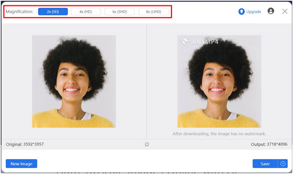 AnyMP4 Image Enhancer Online-förstoring