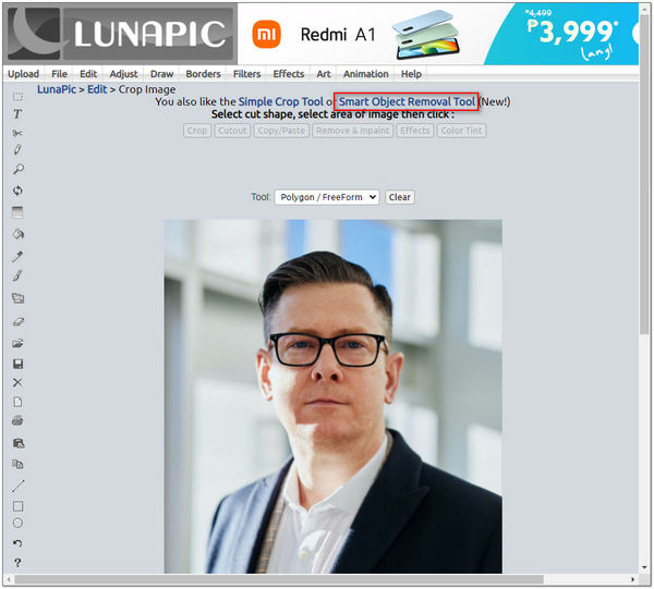 Fjern bakgrunn fra bilde i Lunapic Smart Object