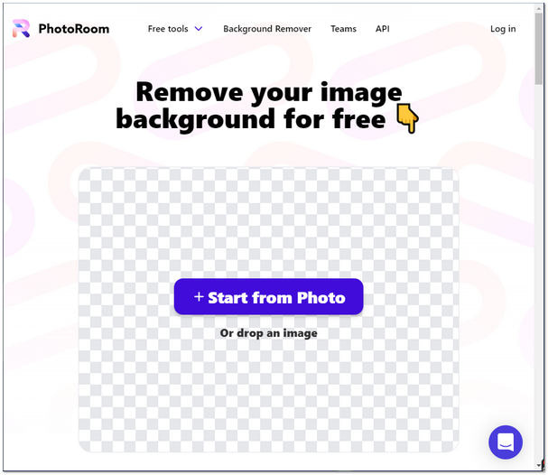 Háttér eltávolítása a képről Online Photoroom Start