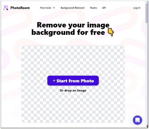 Удалить фон с изображения Online Photoroom Start