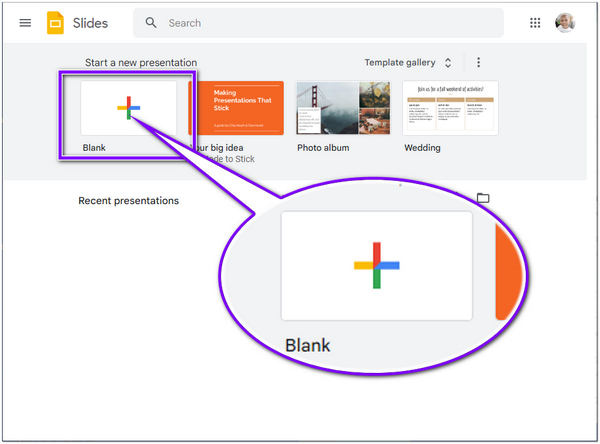 Fjern Google Slides-skabelon i baggrunden