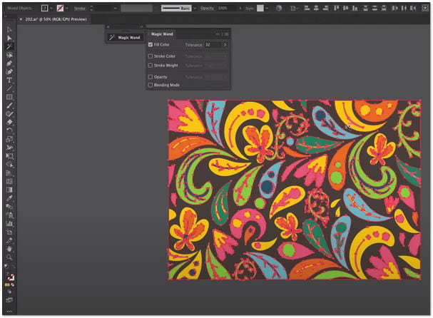 Удаление фона изображения в Adobe Illustrator Magic Wand Tool