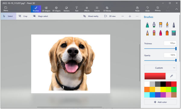 Poista kuvan tausta Paint Paint3D:stä Valmis