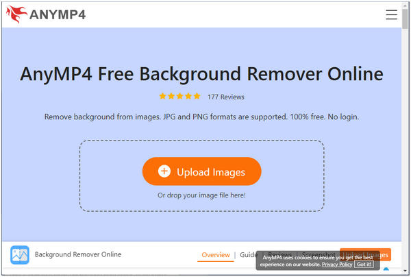 Remove Image Background in Pixlr AnyMP4 Upload