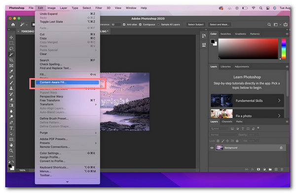 Adobe Photoshop Odebrat vodoznak Photoshop Vyberte výplň podle obsahu