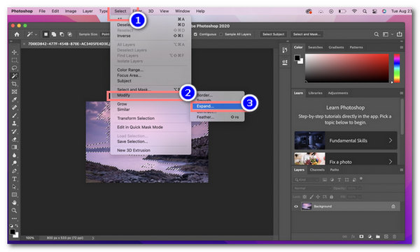 Adobe Photoshop Ta bort vattenstämpel Photoshop Välj Expandera