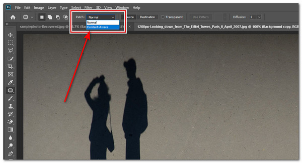 Photoshop remove sombras com reconhecimento de conteúdo