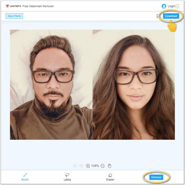 Rimuovi la filigrana dall'immagine di download di FaceApp