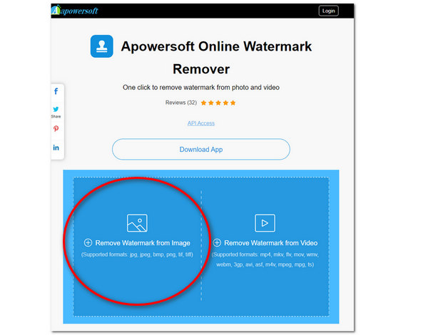 Apowersoft Remove Watermark Upload Image