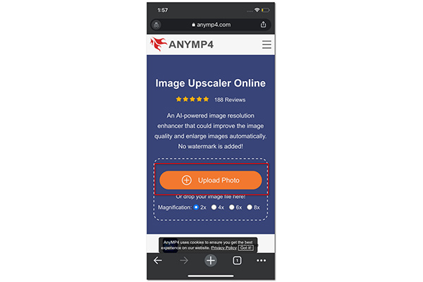 Anymp4 Fotoğrafı Yeniden Boyutlandır Fotoğraf Yükle