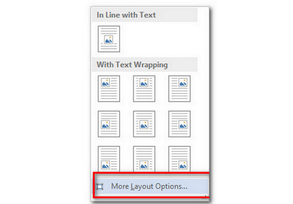 Word Formaat van afbeelding wijzigen Lay-outopties Meer lay-outopties