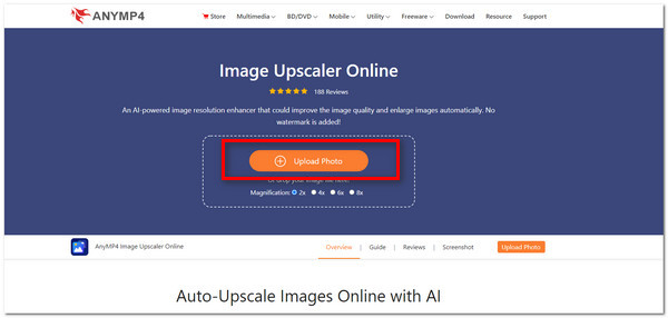 AnyMP4 Image Upscaler Carregar foto para redimensionar