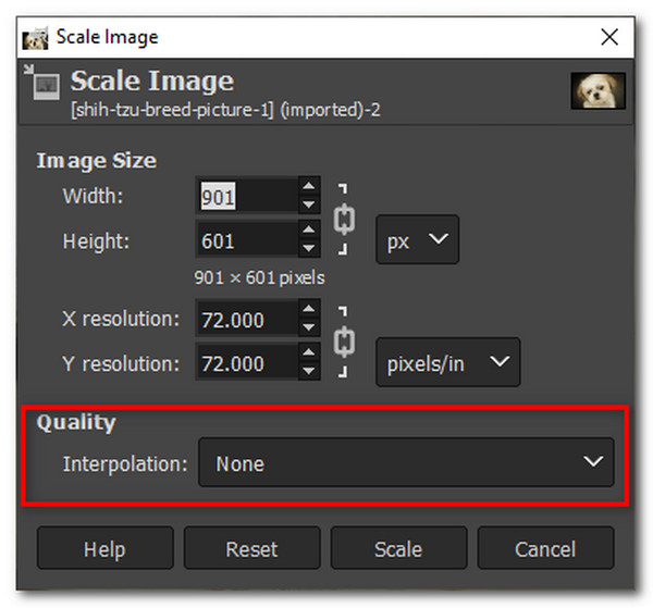 GIMP Change Interpolation