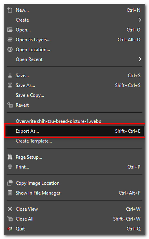 GIMP Export As
