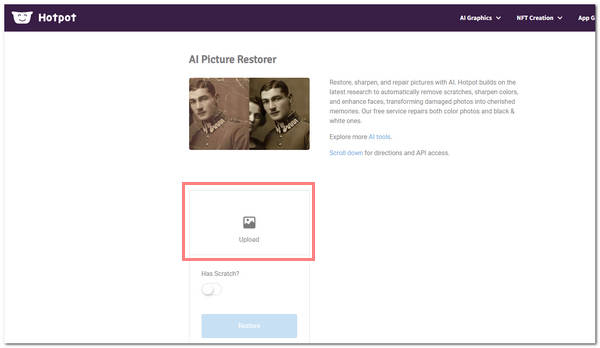 HotpotAI Old Photo Restoration Upload Photo