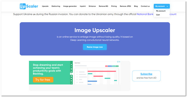 Upscaler hoofdinterface