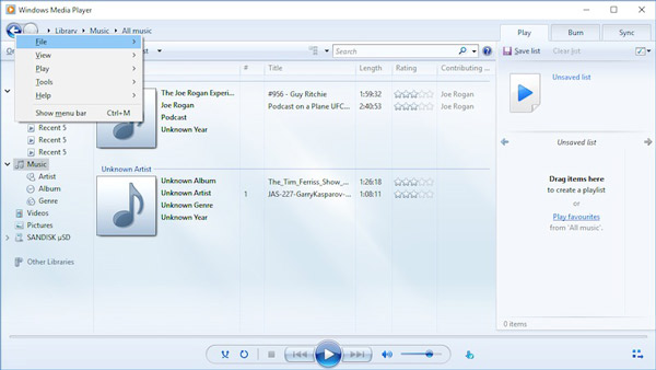 A Windows Media Player