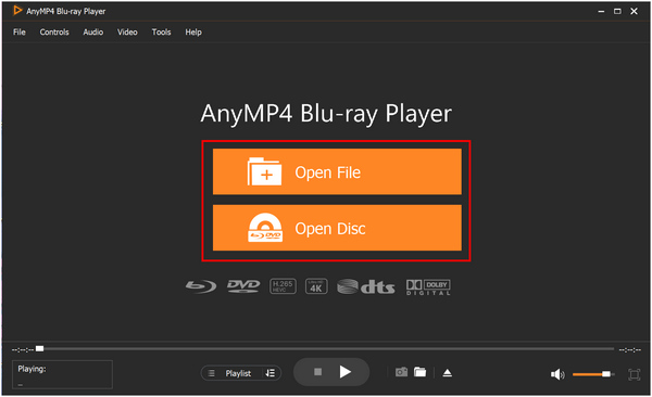 AnyMP4 Blu-ray Player Открыть файл Открыть диск