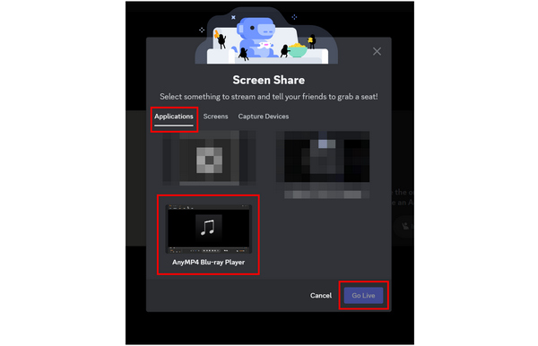 Discord AnyMP4 Blu-ray-afspiller Go Live