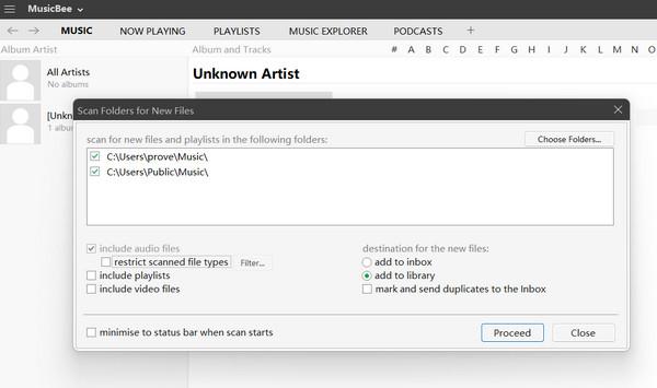 Musicbee Scan