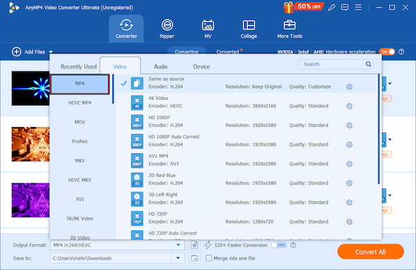 Select MP4 As Output