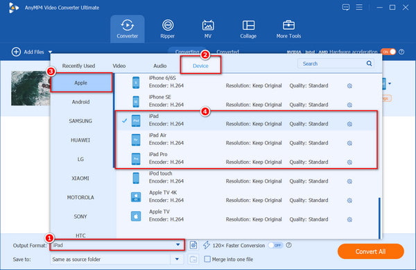 Select iPad Profile Video Formats