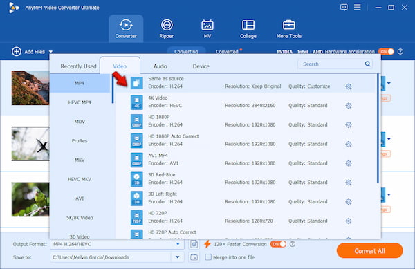 Select MP4 As Output