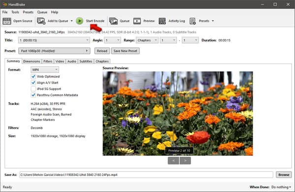 Begin Mkv Conversion In Handbrake