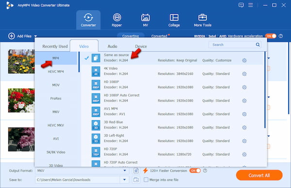 Select Mp4 As Compatible Format In Anymp4