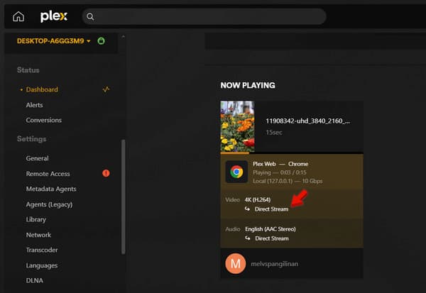 Verify Playback Mode In Plex